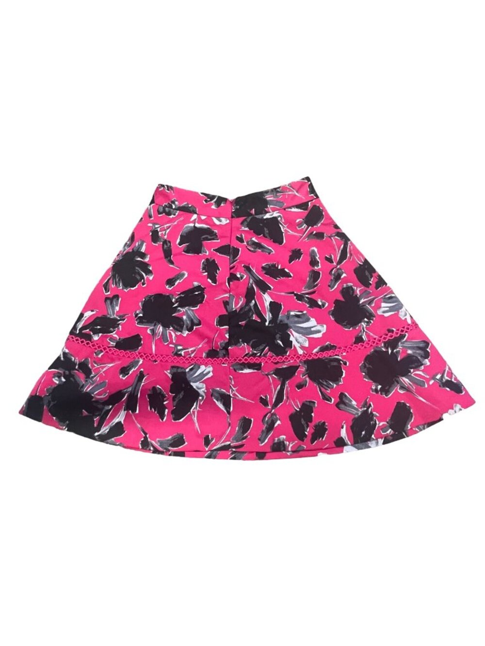 IMNYC Pink Black Floral Midi Hot Pink Skirt Summer Spring Sz 13 Black Flowers